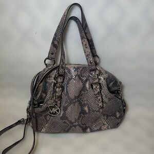 Michael Kors Snake Print Shoulder Bag - Black and Gray